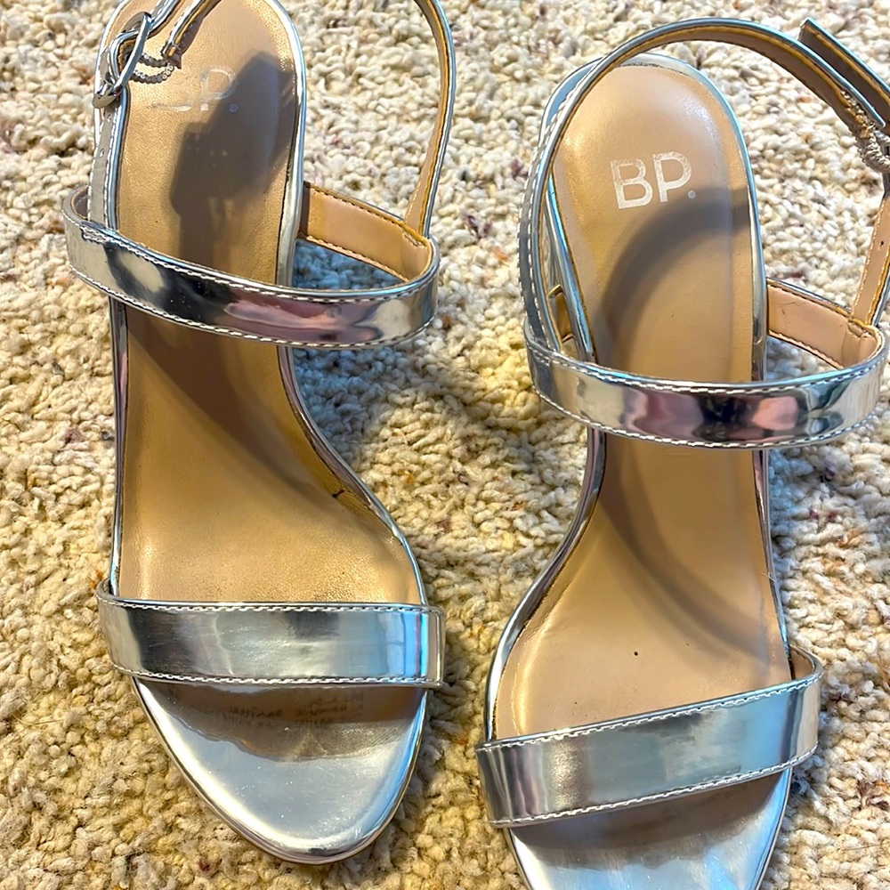 BP silver block heel sandals- worn once